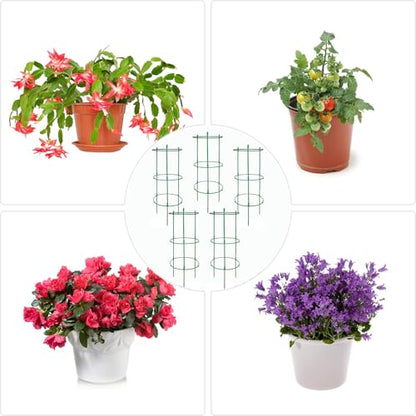 12 Packs Plant Support Stakes, Plant Support with Garden Wire Ties for Indoor Plants, Plastic Stackable Garden Flower Support, Plant Stakes for Tomato, Monstera, Peony, Hydrangea Climbing Plants