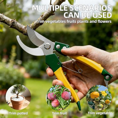 8" Bypass Pruning Shears, Pruning Shears for Gardening with Anti-Rust SK-5 Blades, Garden Clippers with Non-Slip Handle for Dry Stems and Small Branches - style: 8'' pruning shears