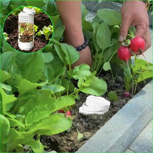 Inground Farm Composter, Underground Worm Farm, with Holes and lidGarden Mini vermicomposting bin for use in Outdoor Gardening from Kitchen Food Waste, White (12.2x4.4x3.4in)1pcs