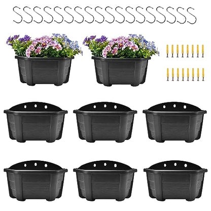 ORIMERC 9.8 Inches Self Watering Wall Planters for Indoor Plants, Railing Planters Balcony Planters Wall Hanging Planters, Lightweight, Dark Coffee (Pack of 8) - color: Dark Coffee
