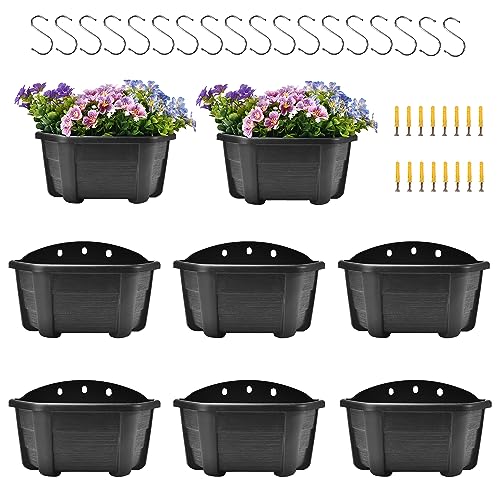 ORIMERC 9.8 Inches Self Watering Wall Planters for Indoor Plants, Railing Planters Balcony Planters Wall Hanging Planters, Lightweight, Dark Coffee (Pack of 8) - color: Dark Coffee