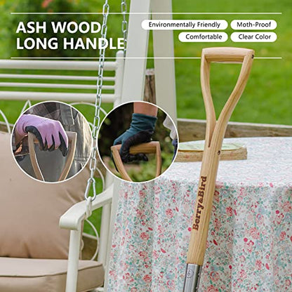 Berry&Bird Trenching Shovel, Garden Drain Spade Shovel with Wood Handle, 42.5" Stainless Steel Gardening Planting Spade, Heavy Duty Root Cutter Shovel Trench Shovel for Digging Transplanting & Edging - color: Trenching Shovel, size: 42.5 inch