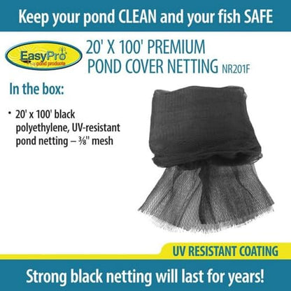 EasyPro NR201F Premium 3/8-Inch Fine Mesh Pond Cover Netting, 20' x 100' - size: 20' x 100', style: 3/8" Fine Mesh