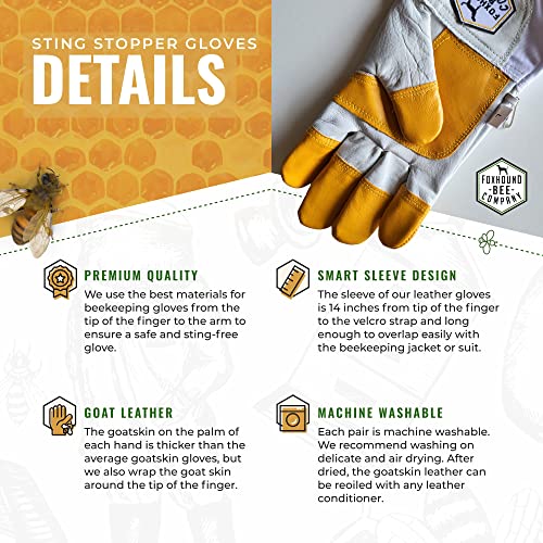 Sting Stopper Heavy Duty Beekeeping Gloves, White, 3X-Large - color: White, size: 3X-Large
