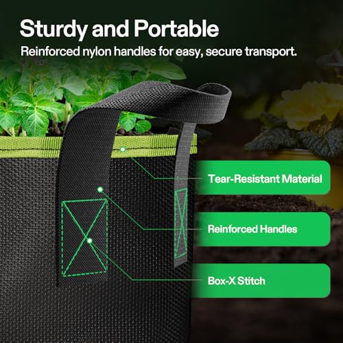 VIVOSUN 6-Pack 5-Gallon AeroBase Grow Bags, Durable Mesh Fabric Plant Container with Breathable Base and Sturdy Handles, Black - size: 5 Gallons (Pack of 2)