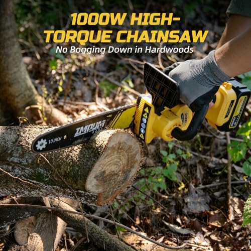 IMOUMLIVE 10" Pole Saw & Mini Chainsaw 2-IN-1, Cordless Pole Chainsaw - color: Yellow 10 Inch