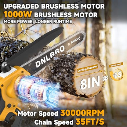 2-in-1 8 Inch Brushless Electric Pole Saws for Tree Trimming - color: Yellow05