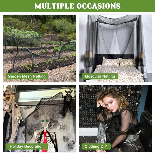39 x 10 Ft Mosquito Netting, Garden Insect Bird Netting for Patio, Black - color: Black