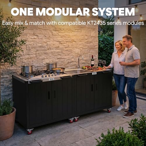 Feasto Modular Outdoor Kitchen Island with 5-Burner Gas Stove and Storage - size: Outdoor Gas Stove