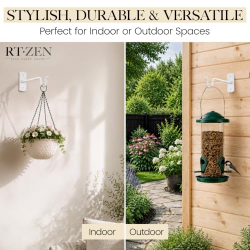 RTZEN Plant Hangers Outdoor or Indoor Heavy Duty Wall Bracket Hooks - size: 7.5 Inch, style: Shepherds Hooks - W