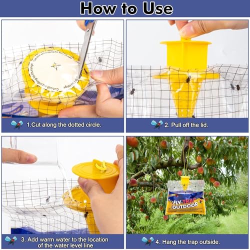 Fly Traps Outdoor Hanging for Patio, 10 Pre-Baited Flies Bags Disposable - size: 10 pack