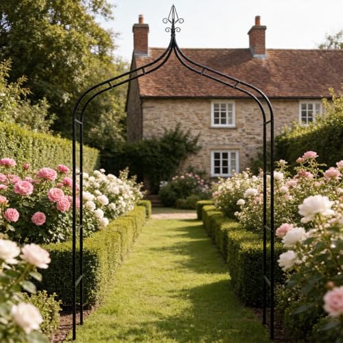 Thick Gothic Pointed Metal Garden Arch Rust-Proof for Climbing Vines Roses - size: XL