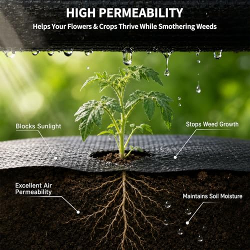 EXTRAEASY 6.5ft x 300ft Weed Barrier Fabric, Heavy Duty Landscape Fabric, 3.2oz Weed Control Fabric, Tear-Resistant Weed Blocker Ground Cover for Garden, Gravel, Driveway, Flower Bed - size: 6.5ftx300ft