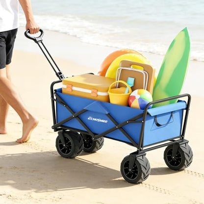 EchoSmile Wagons Carts Foldable Heavy Duty 350Lbs Capacity, Blue - color: Blue-arrow