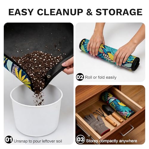 LIHAO Repotting Mat, 29.5x29.5 Waterproof Potting Tray for Indoor Plants