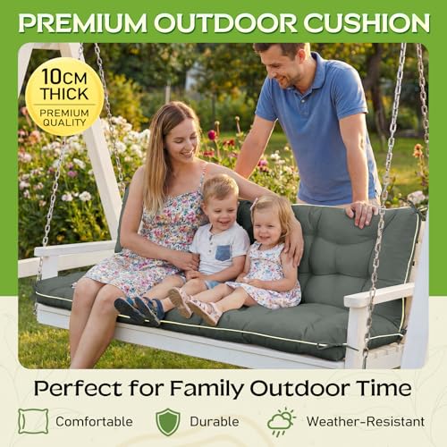 Oxford Fabric Swing Cushions with Backrest & Tie Straps for Patio Bench - color: Gray