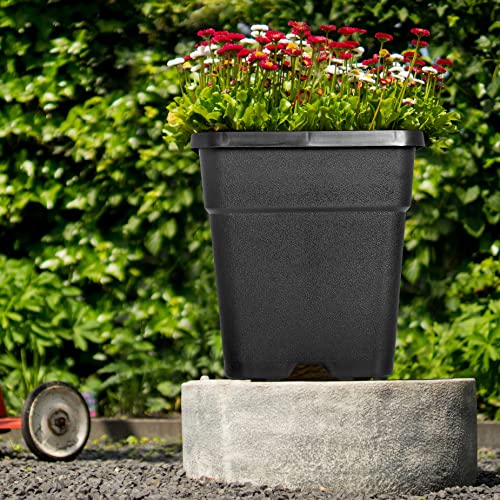 HOSTIC 1.4 Gallon Square Nursery Pots Flexible Plastic Pots for Plants Gallon Pot with Drainage Holes 10 Pcs - color: Black, size: 2 Gallon-10Pcs