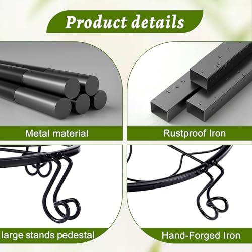 1/2/4 Pack 10/12 Inch Heavy Duty Iron Plant Stands - Rustproof Metal Flower Pot Holder for Indoor Outdoor Use, Round Wrought Iron Planter Stand for Corner Gardening, Patio, Balcony Decor- Black (12IN2PCS) - size: 12 inch - 2 pack