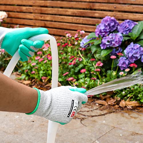 HAUSHOF 3-Pair Large Gardening Work Gloves, Breathable Latex-Coated