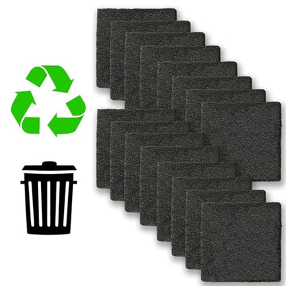 16 Pack Activated Carbon Filter with 2 Pack Recycle+Trash Sticker Fits EKO Trash Can with Built-in Compartment, Also Fits SIMPLI-Magic Garbage Bins, for Trash Can and Compost Bin - style: 16 Pack Filter & Recycle+Trash Sticker
