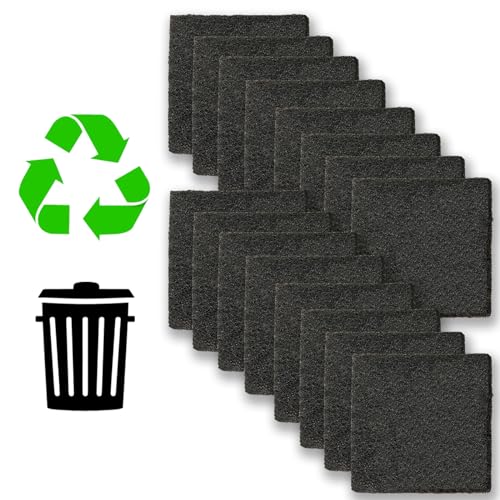 16 Pack Activated Carbon Filter with 2 Pack Recycle+Trash Sticker Fits EKO Trash Can with Built-in Compartment, Also Fits SIMPLI-Magic Garbage Bins, for Trash Can and Compost Bin - style: 16 Pack Filter & Recycle+Trash Sticker