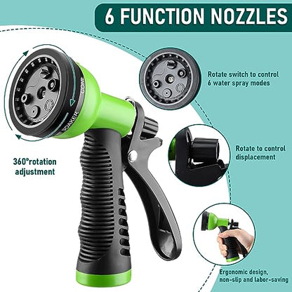 Pangda Expandable Coil Garden Hose 100 ft with Spray Nozzle, Green - color: Green, size: 100 Ft