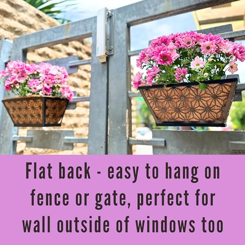 LaLaGreen Flower Wall Planter (12 in, 2 Pack) Black Fence Window Box - size: 12" (30cm) x 2 pack