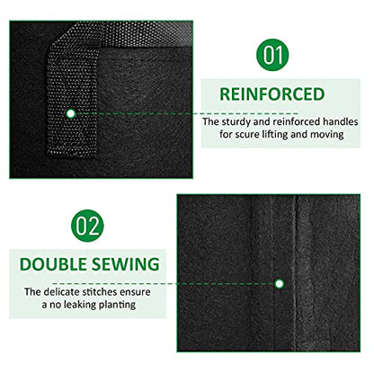 JNYONG 12-Pack 3 Gallon Thickened Non-Woven Grow Bags - size: 3 Gallons