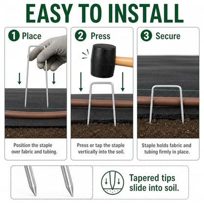 200 Pack 8 Inch Landscape Staples, Weed Barrier Stakes, 11 Gauge Galvanized