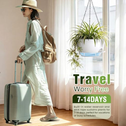 12 Inch Large Self Watering Hanging Planters 2 Pack with Saucers - color: White, size: 12 Inch 2 Pack