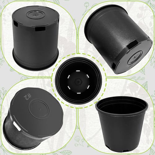 2 Gallon Nursery Pots Plastic Container Injection Molded Pot for Plants Flexible with Drainage Holes Suitable for Plants Soil Growers or Hydroponics Black 10 Pcs - size: 2 Gallon
