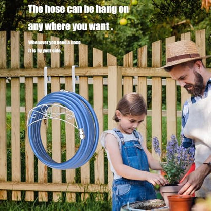 Garden Hose Holder for Outside Yard Hang Over The Door and Fence, Holds Up to 150Ft (2PCS White) - color: 2PCS White