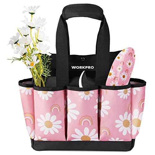 WORKPRO Garden Tool Bag, 9 Pockets Gardening Bag - color: Floral Pink