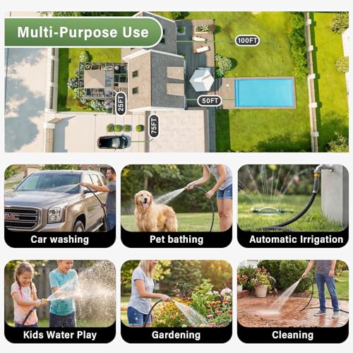 Garden Hose 5/8"x 5ft 4-Layer Heavy Duty Water Hose 800 Burst PSI Black - size: 5ft