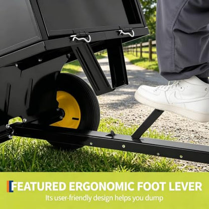500 LBS Heavy-Duty Steel Dump Cart,Tow-Behind ATV & Lawn Tractor Utility Trailer with Removable Tailgate, 17 Cu.Ft Capacity Garden Cart for Lawn, Garden, Landscaping & Hauling, Fits ATV, UTV - size: 500lbs