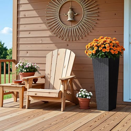 Devoko Resin 32'' Tall Planters, Large Taper Outdoor Planter - color: Black, size: 32" Set of 2