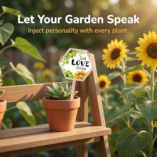 Funny Plant Labels for Outdoor Garden Waterproof,14 Garden Sign - color: Love