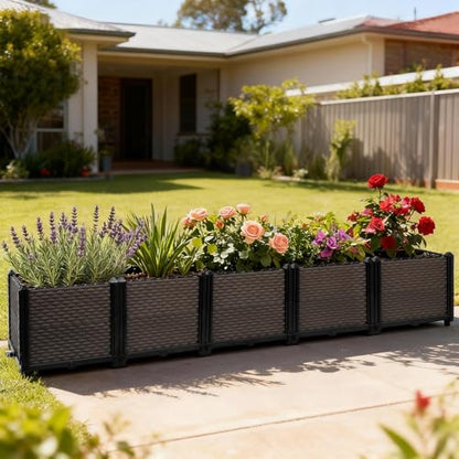 Large Raised Planter Box Outdoor Self Watering 78.7"x15.7"x14.2", Deep Raised Garden Bed - Elevated Garden Box with Drainage Plug, Rectangular Garden Planter Perfect for Patio Balcony Deck - size: L 79"xW 16"xH 14"