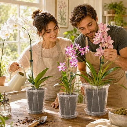 12 Pack Clear Plastic Orchid Pots with Holes, 4 5 6 Inch Set