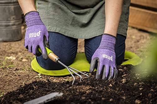 Mud Grip Women's Nylon Seamless Knit Shell Water Resistant Dotted Nitrile Palm Gardening Gloves - color: Violet, size: Medium/Large (Pack of 1)