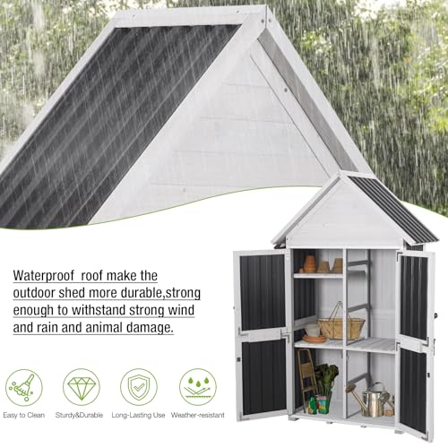 Outdoor Storage Shed Cabinet Strong Iron Frame Surrounding Garden Tool Storage with Adjustable Shelfs,Large Space - size: 30"W Dark Brown