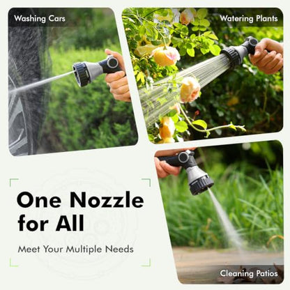 RESTMO Water Hose Nozzle Heavy Duty, Garden Hose Sprayer Thumb Control - color: Silver