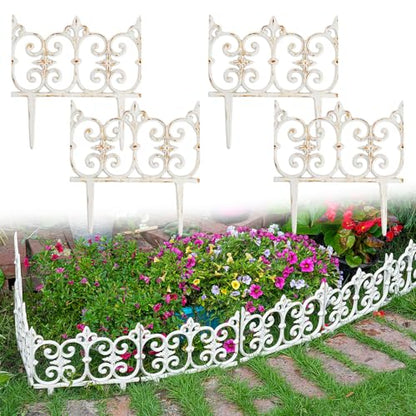 Sungmor Cast Iron Garden Edging, 10.6 Inches Tall 4 Pack Rustic White - color: Rustic White - 10.6inch Tall