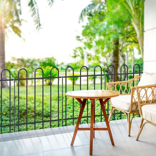 30” x 16’ Outdoor Metal Garden Fence, No-Dig Dog Fence Panels with Stakes - size: Multi Arch 30″H x 16ft (8Panels)
