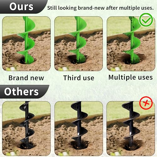 Auger Drill Bit for Planting,1.6"x16.5" Extended Length Garden Auger Spiral Drill Bit, Heavy Duty Post Hole Digger for Bulbs,Flowers & Bedding Plants,Fits 3/8" Hex Drill - size: 1.6"x16.5"-Green
