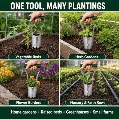 Bulb Planter Tool with Depth Marker, Heavy Duty Manual Garden Dibber - color: Dark green