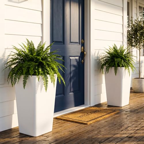 KOL Planters for Outdoor Plants, 20 Inch Tall White Plant Pots, 2 Pack - color: White, size: 20 Inch Tall