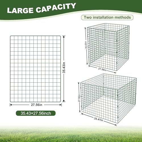 Large Compost Bin Outdoor, Square Mesh Garden Wire Compost Bin for Stacking Leaves and Yard Waste Green 36X36X28 Inches - color: Green