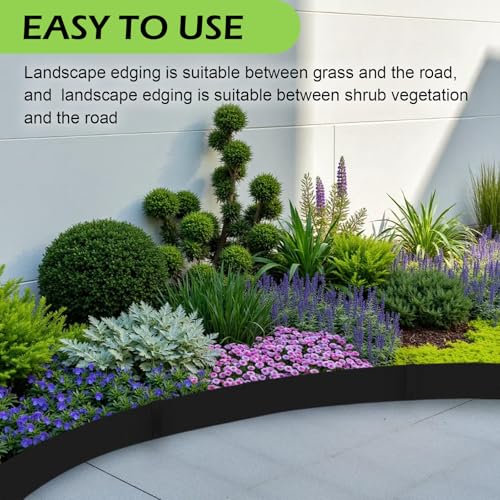 6PCS Galvanized Steel Landscape Edging Kit, 40" L x 12.5" H (20ft Total) Steel Landscape Lawn Edging for Lawn Yard, Coated Bendable Metal Strips, No-Dig Hammer-in Edging Border w/7Clips - style: 40" L x 12.5" H,Black