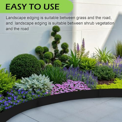 6PCS Galvanized Steel Landscape Edging Kit, 40" L x 12.5" H (20ft Total) Steel Landscape Lawn Edging for Lawn Yard, Coated Bendable Metal Strips, No-Dig Hammer-in Edging Border w/7Clips - style: 40" L x 12.5" H,Black